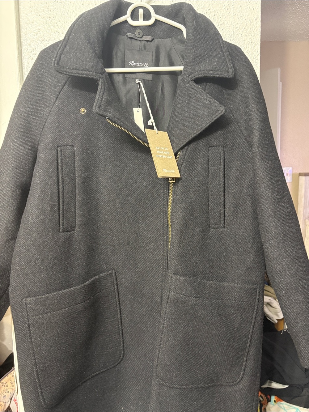 Madewell Men's Charcoal Zip-Front Pea Coat